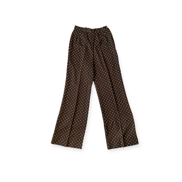Vintage Brown Polka Dot high waist wide leg Women's Pants - Picture 1 of 7